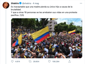 Colombia shakira proteste