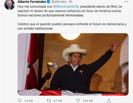 presidente argentino - Pedro Castill elezioni Perù