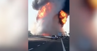 A1 autocisterna in fiamme